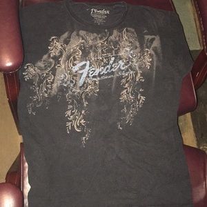 FENDER - CUSTOM SHOP BLACK MENS T SHIRT LARGE L